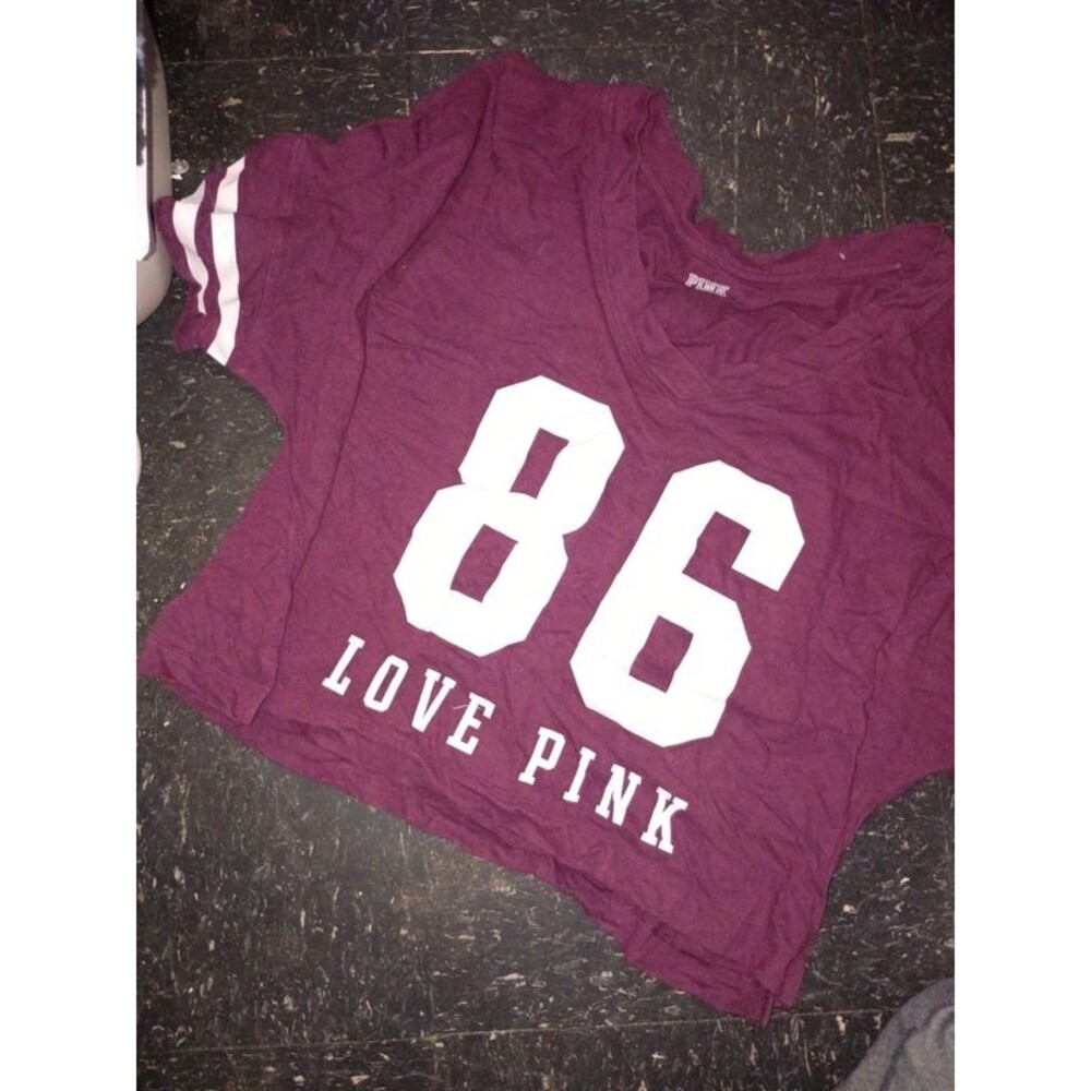 Pink brand oversized xs cropped t shirt-0566